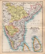 Madras Hyderabad Ceylon Double Sided Victorian Antique 1898 Map.-37