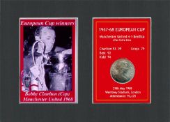 Bobby Charlton Manchester United 1968 European Cup Mounted Coin Metal Art
