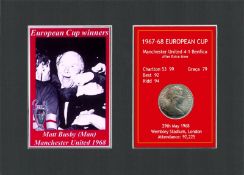 Matt Busby Manchester United 1968 European Cup Mounted Coin Metal Art