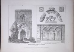 Malmsbury Church-Wiltshire 190 Years-Old Rare John Britton Antique Steel Engraving-48