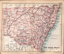 New South Wales Australia Double Sided Victorian Antique 1896 Map. 72