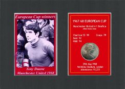 Tony Dunne Manchester United 1968 European Cup Mounted Coin Metal Art