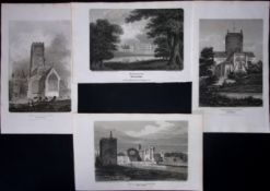 Gloucestershire Job-Lot Antique 223 Years-Old Georgian Steel-Engravings-2