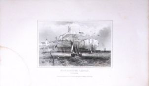 Scarborough Castle Dugdale & Archer Antique 180 Years-Old Copper Plate Print-23