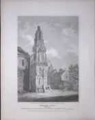 Waltham Cross Herts 190 Years-Old Rare John Britton Antique Steel Engraving-41