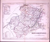 Montgomeryshire Wales-Dugdale & Archer Antique 180 Years-Old Steel Engraved Map-53