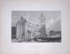 Dunblane Cathedral Scotland W Beattie 188 Years-Old Antique Steel Engraving-22