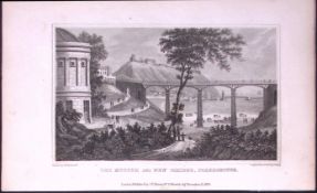 Scarborough New Bridge Yorkshire 198 Years-Old Thomas Allen Antique Steel Engraving-17
