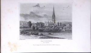 City of Salisbury Dugdale & Archer Antique 180 Years-Old Copper Plate Print-8