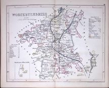 Worcestershire-Dugdale & Archer Antique 180 Years-Old Steel Engraved Map-9
