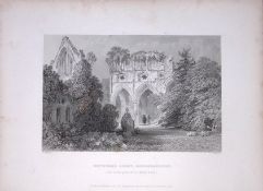 Dryburgh Abbey River Tweed Scotland 188 Years-Old Antique Steel Engraving-6