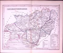 Carmarthen Wales-Dugdale & Archer Antique 180 Years-Old Steel Engraved Map-47