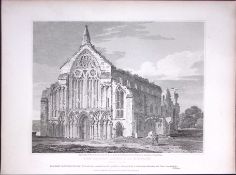 Priory Church Binham Norfolk 190 Years-Old John Britton Antique Steel Engraving-167