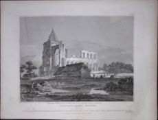 Croyland Church Lincoln 190 Years-Old Rare John Britton Antique Steel Engraving-84