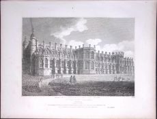 St Georges Chapel Windsor 190 Years-Old Rare John Britton Antique Steel Engraving-148