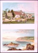 Jersey Portelet Bay & St Brelade’s Church Victorian Antique Double Print-40