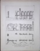 Glastonbury St Josephs Abbey 190 Years-Old Rare John Britton Antique Steel Engraving-131