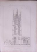 Mary Magdalen Church Taunton 190 Years-Old John Britton Antique Steel Engraving-221