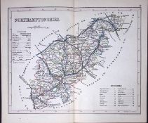 Northamptonshire-Dugdale & Archer Antique 180 Years-Old Steel Engraved Map-19