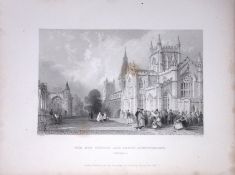 Dunfermline Castle & Church Scotland 188 Years-Old Antique Steel Engraving-55