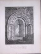 The Round Church Cambridge 190 Years-Old John Britton Antique Steel Engraving-187