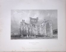 Melrose Abbey Scotland W Beattie 188 Years-Old Antique Steel Engraving-21