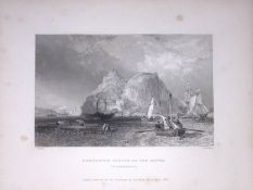 Dunbarton Castle On the Clyde Scotland 188 Years-Old Antique Steel Engraving-51