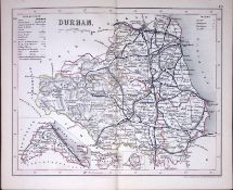 County Durham -Dugdale & Archer Antique 180 Years-Old Steel Engraved Map-7