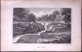 The Strid River Wharfe Yorkshire 198 Years-Old Thomas Allen Antique Steel Engraving-31