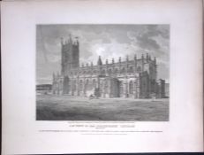 Collegiate Church Manchester 190 Years-Old Rare John Britton Antique Steel Engraving-142
