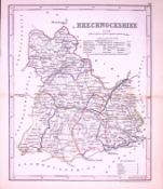 Brecknockshire Wales-Dugdale & Archer Antique 180 Years-Old Steel Engraved Map-55