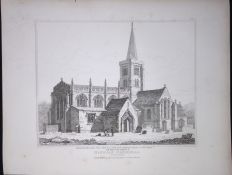 Bishop Cannings Church Wiltshire 190 Years-Old Rare John Britton Antique Steel Engraving-94