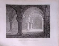 Crypt of St Peters Church Oxford 190 Years-Old John Britton Antique Steel Engraving-232
