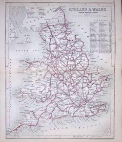England Railroads-Dugdale & Archer Antique 180 Years-Old Steel Engraved Map-33