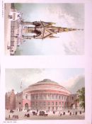 London The Albert Halls & Albert Memorial Victorian Antique Double Print-12