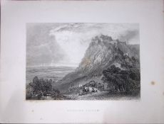 Stirling Castle View of Soldiers Scotland 188 Years-Old Antique Steel Engraving-17