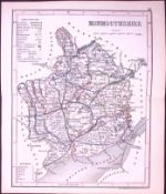 Monmouthshire Wales-Dugdale & Archer Antique 180 Years-Old Steel Engraved Map-43