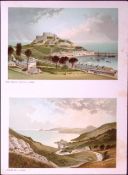 Jersey Bouley Bay Mount Orgeuil Castle Victorian Antique Double Print-37