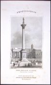 London Nelsons Column Dugdale & Archer Antique 180 Years-Old Copper Plate Print-5