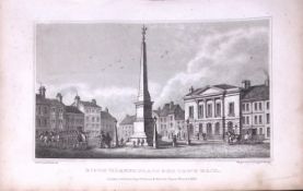 Ripon Market Place Yorkshire 198 Years-Old Thomas Allen Antique Steel Engraving-26