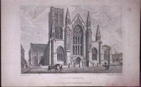 Howden Church Yorkshire 198 Years-Old Thomas Allen Antique Steel Engraving-56