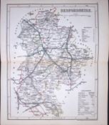 Bedfordshire-Dugdale & Archer Antique 180 Years-Old Steel Engraved Map-30