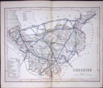 County Cheshire-Dugdale & Archer Antique 180 Years-Old Steel Engraved Map-14