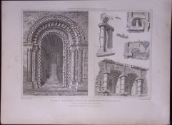 Earls Barton Church Northampton 190 Years-Old John Britton Antique Steel Engraving-189