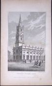 Leeds Trinity Church Yorkshire 198 Years-Old Thomas Allen Antique Steel Engraving-58