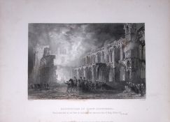 Elgin Cathedral Destruction Scotland 188 Years-Old W Beattie Antique Steel Engraving-60