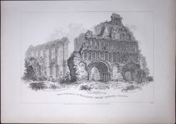 St Botolph Priory Church Essex Rare John Britton Antique Steel Engraving-2