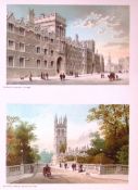 Oxford University College & Magdalen Victorian Antique Double Print-33