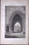Bridlington Priory Yorkshire 198 Years-Old Thomas Allen Antique Steel Engraving-57