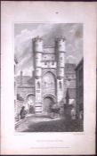 York Monk Bar Yorkshire 198 Years-Old Thomas Allen Antique Steel Engraving-35